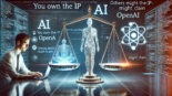 A graphic depicting AI with the text 'you own the ip'